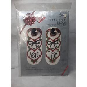Vtg Candamar Something Special Counted Cross Stitch Doorknob Decor Joy and Noel